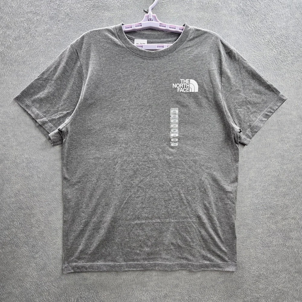 The North Face Men Shirt L Gray Graphic Logo Spellout M Evo Throwback SS Tee NWT